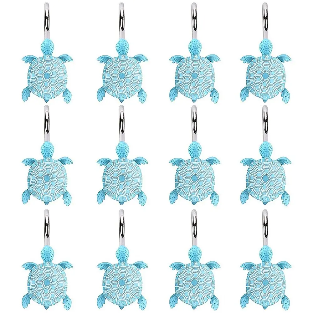 

12Pcs Tortoise Shower Curtain Hooks Rust Proof Resin Decorative Curtain Hooks Waterproof Anti-Drop Rolling Shower Curtain Rings