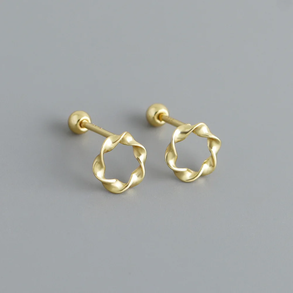

CCFJOYAS 925 Sterling Silver Hollow Twisted Linear Piercing Ear Bone Studs for Women Girl Gold Silver color Small Stud Earrings