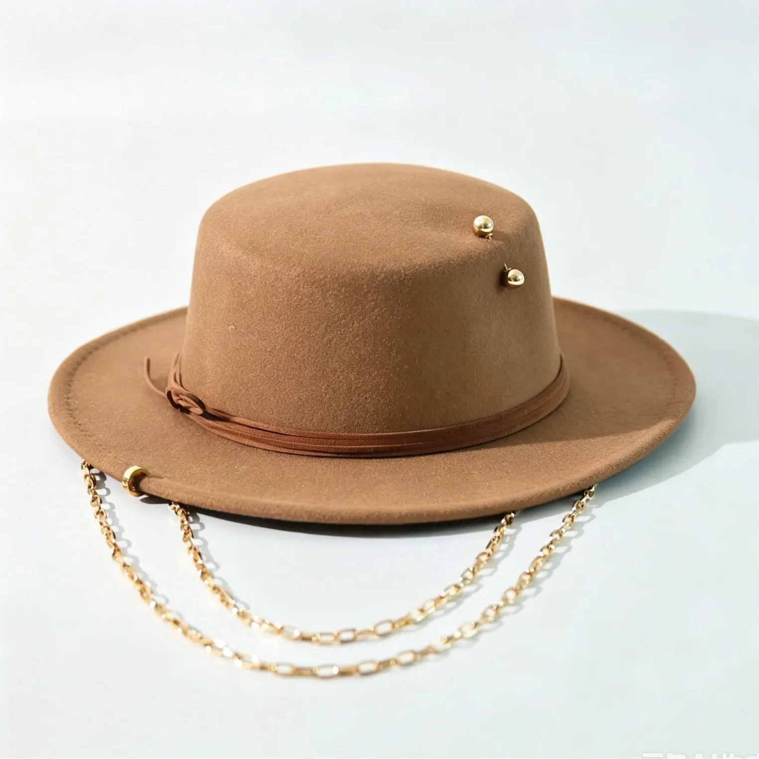 Punk Style Pearl Pin High End Wool Felt Hat, Russian Ins Formal Hat Cross Border