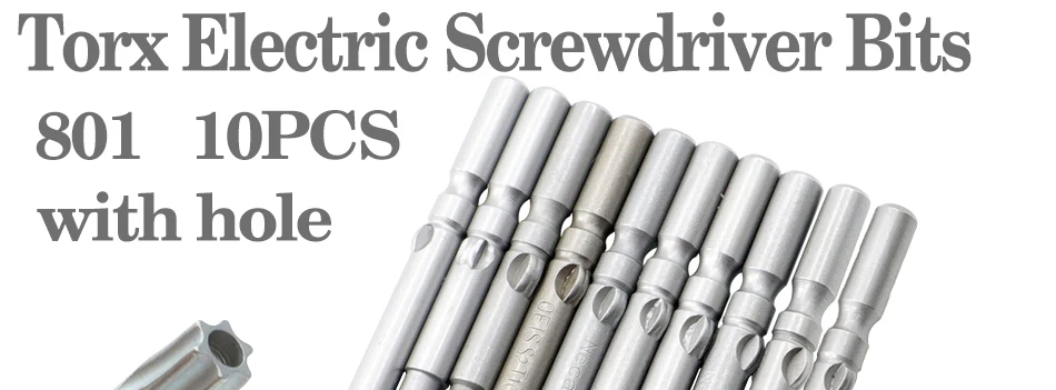8pcs-11pcs 60mm/100mm long Torx screwdriver bit 800/801/802 electric screwdriver bit 4mm/5mm/6mm handle Screwdriver accessories