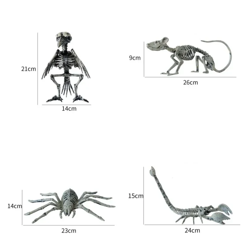 Halloween Animal Skeleton Ornaments Garden Festival Decorations Secret Room Simulation Plastic Crow Rat Skeleton Decoration Prop