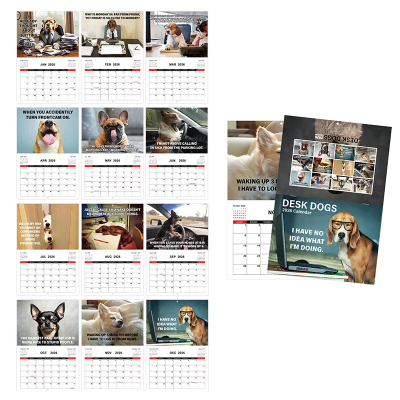 

2026 Themed Dog Calendar Creative Animal Calendar Work Plan Calendar Suitable For Bedroom living Room Placement