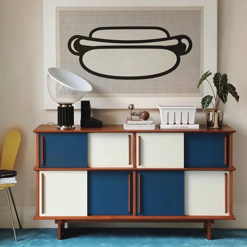 

Medieval style solid wood dining side cabinet living room against the wall locker retro style