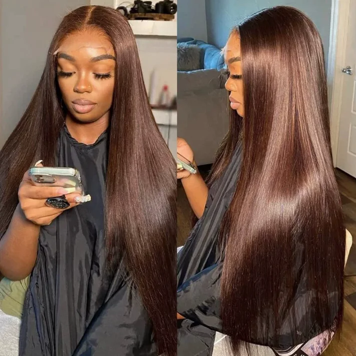 4x4 lace front wig 13x4 Full lace frontal chocolate wig Brazilian Virgin Human Hair Pre-plucked with baby hair natural hairline