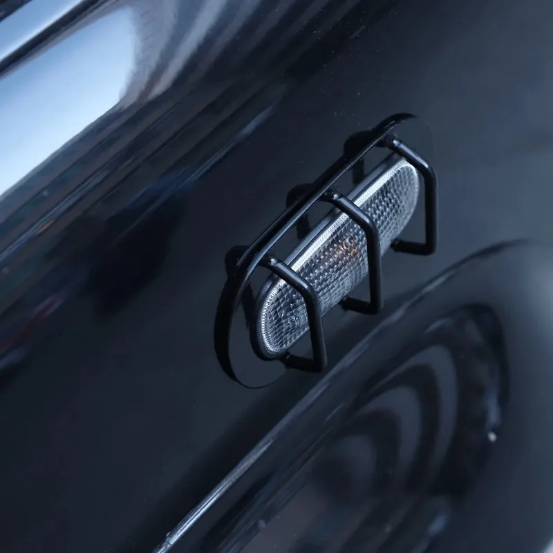 لاند روفر المدافع 90 110 130 04-18 الفولاذ المقاوم للصدأ الأسود سيارة بدوره إشارة غطاء للحماية تزيين ملصق اكسسوارات السيارات #5