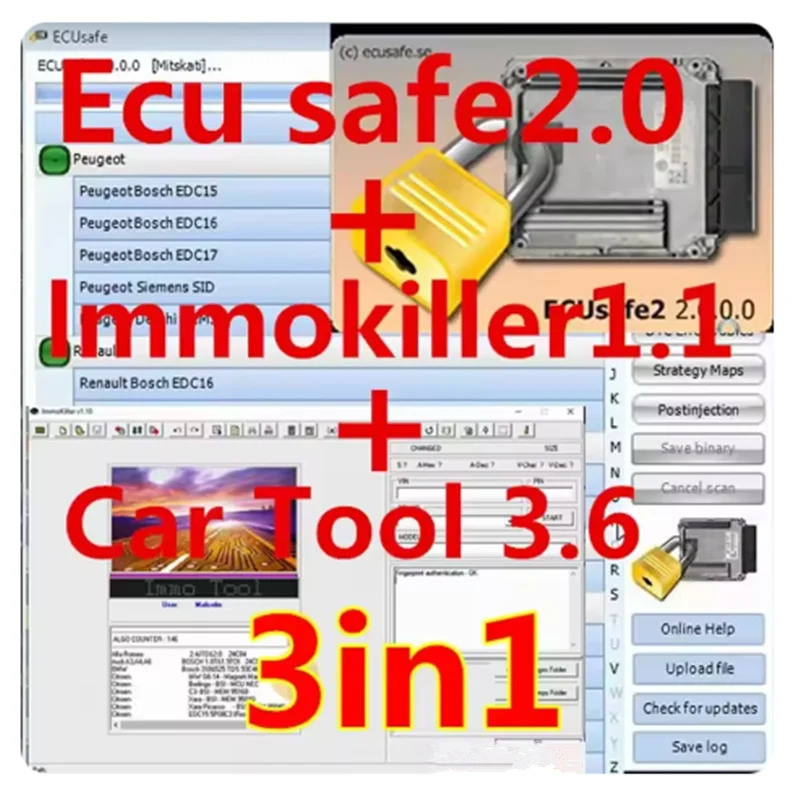 

ImmoKiller v1.1 Software Immo Off Software v1.1 + ECUSafe 2.0 + Car Tool Chip Tool alldata Software 3.6 ECU ECM 2.0 install