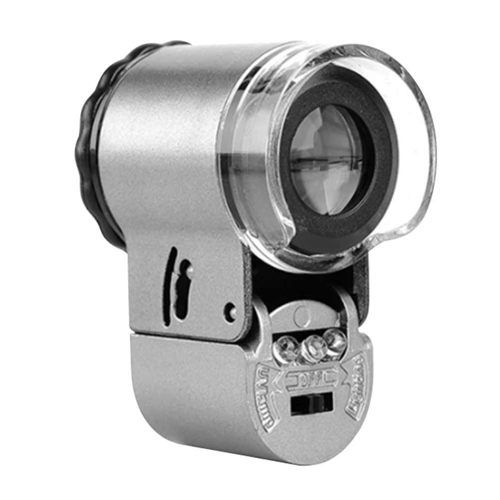 

1pc Portable Jewelry 50X Microscope 50X Currency Led Light Mini Pocket Jewelry Loupe Tool For Collectibles