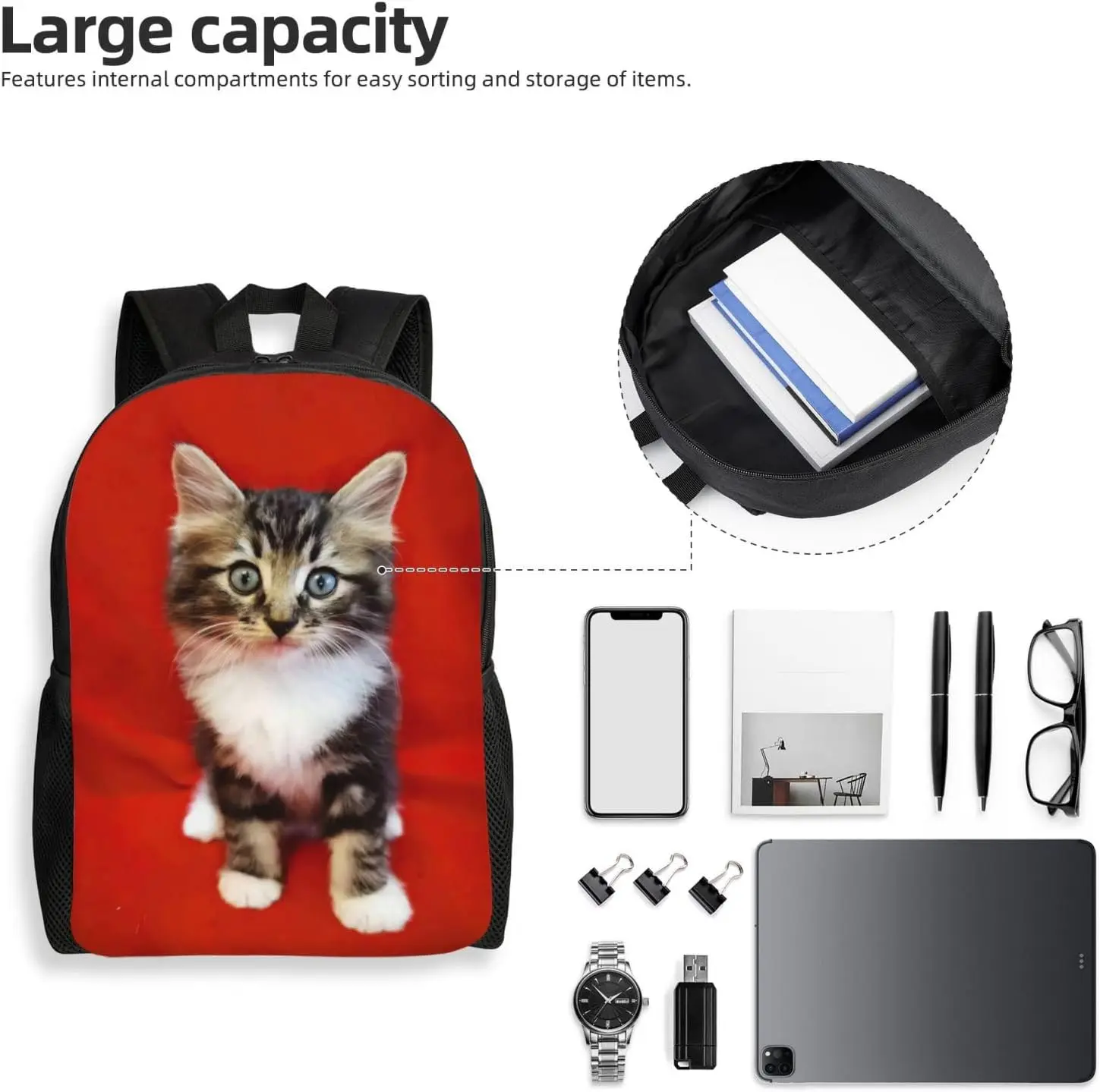 여성을위한 귀여운 고양이 노트북 배낭 남성 대학 배낭 작업 비즈니스 컴퓨터 가방 경량 Bookbag 교사 간호사 가방 캐주얼
