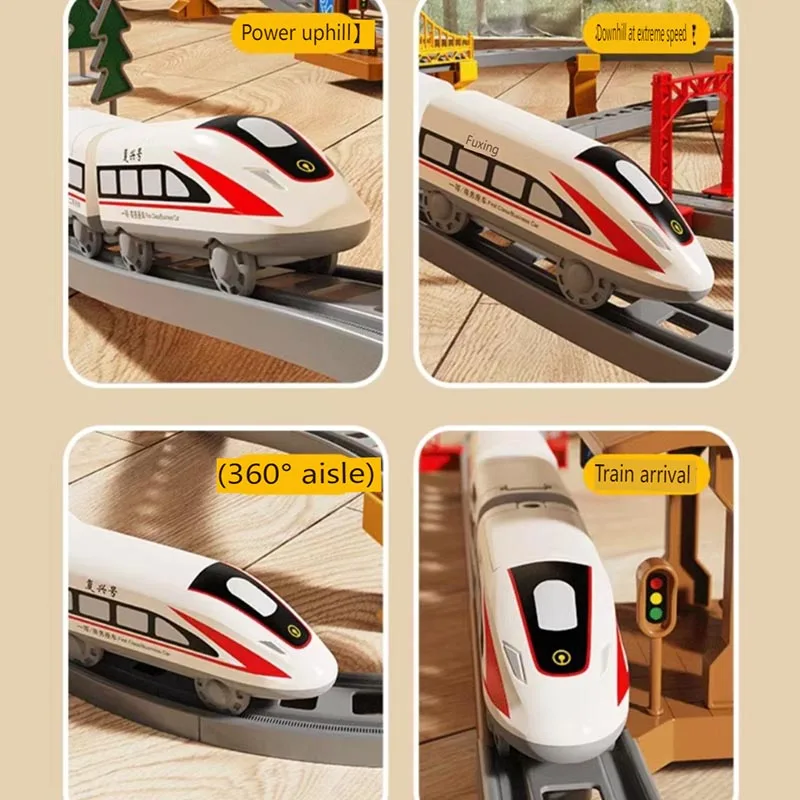 Elektryczny samochodzik dla dzieci, zestaw do składania kolejki, edukacyjny model symulacyjny dla chłopców, prezent na Boże Narodzenie i urodziny, zabawki z torami kolejowymi.