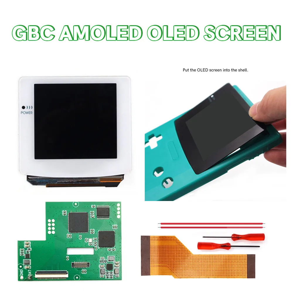 أطقم شاشة لمس مغلفة باللون الأبيض CBC OLED لون Gameboy مع غلاف مخصص سهل التركيب #2