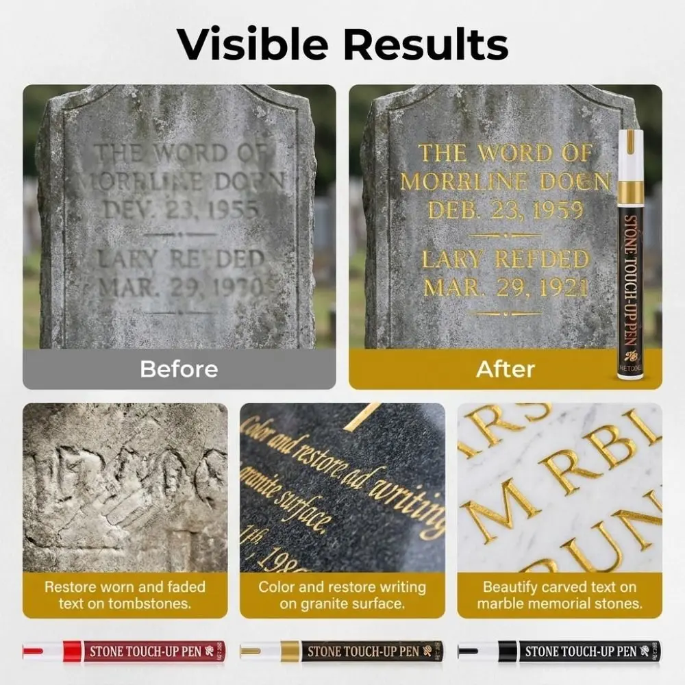 Durable 3mm Tip Stone Repair Pen Large Capacity Waterproof Tombstone Paint Marker Permanent Weatherproof Paint Pen Tombstone