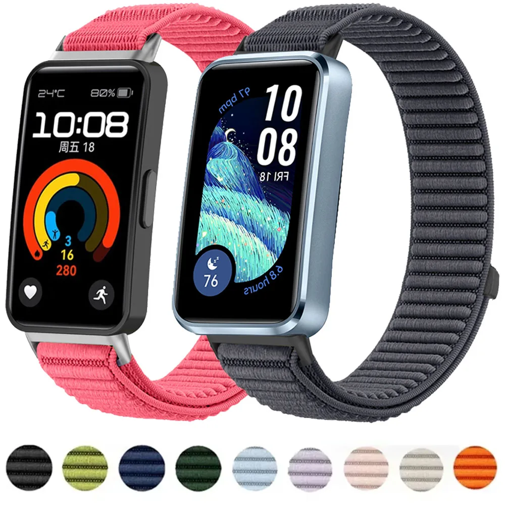 Wave Nylon Strap for Huawei Band 10 9 8 Original Comfortable Braided Bracelet Watchband for Huawei Band 10 9 8 Smart Watch Belt