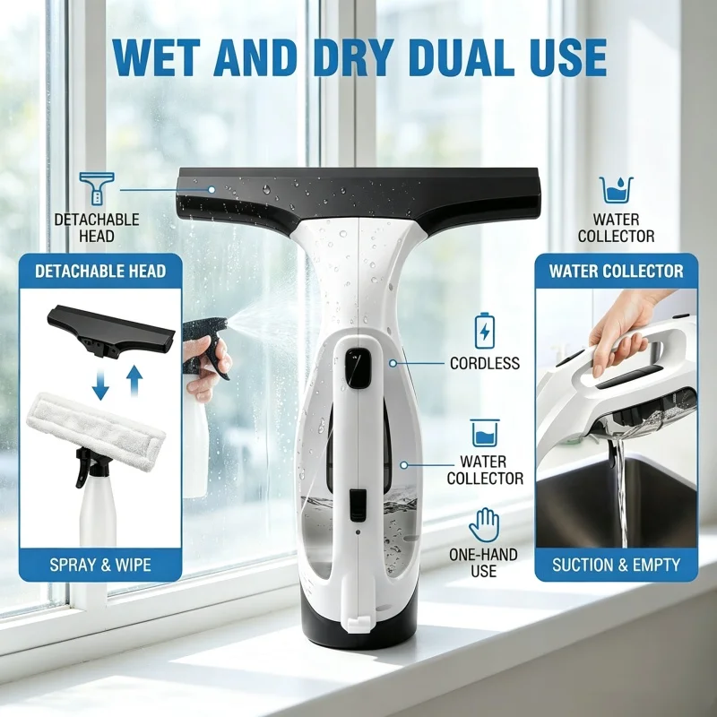 Handheld Multifunctional Electric Window Cleaner USB Rechargeable Portable Glass Cleaning Tool Wiper Window Cleaning Machine