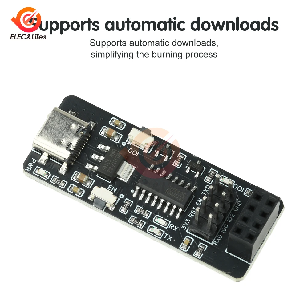 ESP-01/01S Wireless Adapter Board CH340 Type-C USB to TTL Converter Module Automatic Download Function for ESP8266 Serial WIFI