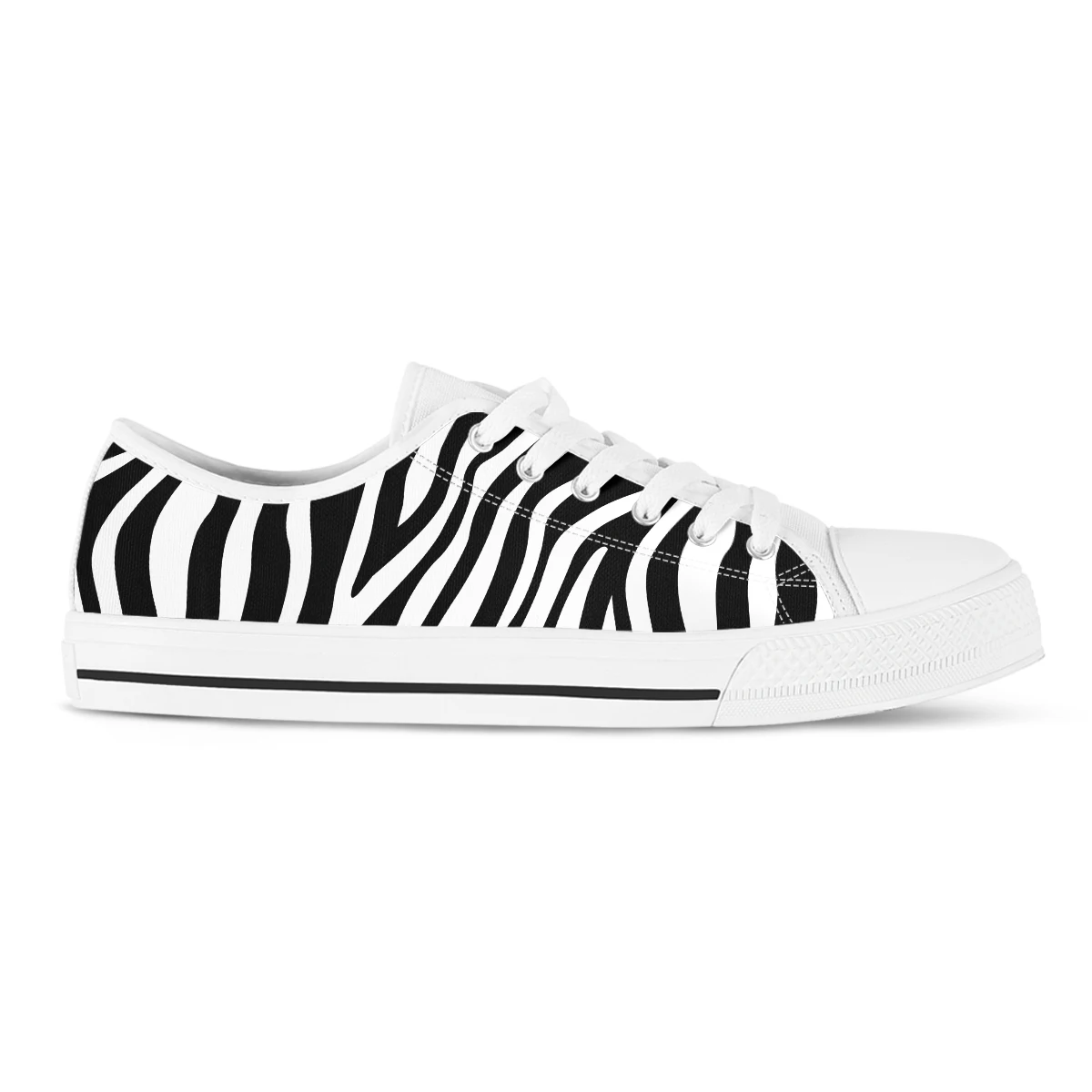 Black White Zebra Print Classic Women Sneakers Breath Canvas Shoes Fashion Women Sneakers Shoes Flats