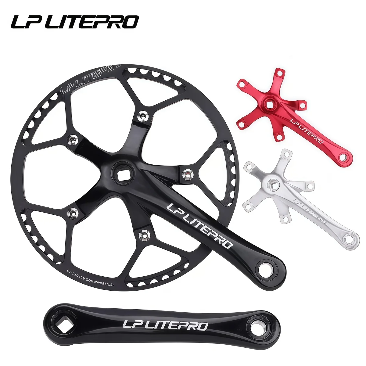 

Litepro Square Taper Folding Bike Crankset 170 MM - 45T / 47T / 53T / 56T / 58T Chainring 130BCD ( Black / Red / Silver )