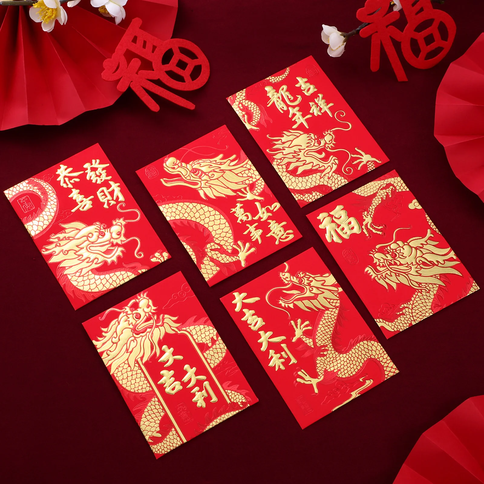 

10 Packs Year of The Dragon Red Envelope Festive Envelopes Chinese New Zodiac Wide Selection Chinise Paper Lunar