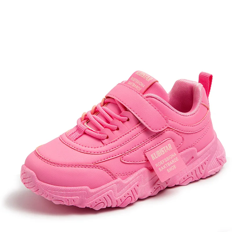 

2024 New Girls Casual Sport Shoes Children Boys Sneakers Hook & Loop Color Matching Soft Breatheable Non-slip Kids Running Shoes