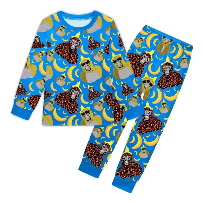 أنيمي تأثيري مضحك الغوريلا العلامة VR ألعاب زي للأطفال GorillaTag بيجامة مطبوعة المراهقين تي شيرت السراويل مجموعات هدية عيد ميلاد 72th