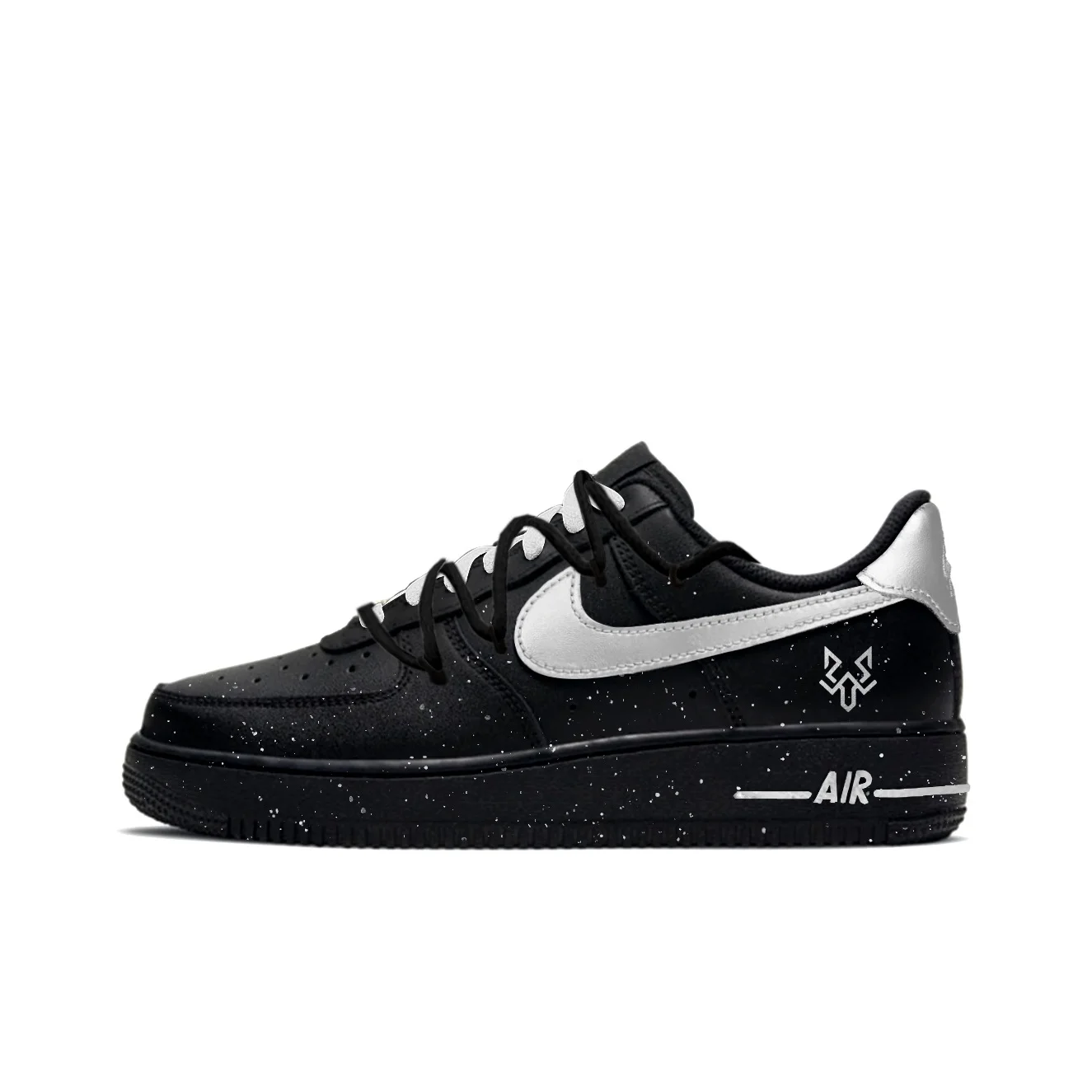 Nike Air Force 1 Galaxy Time Chaussures de skateboard basses résistantes à l'abrasion Unisexe Noir Argent