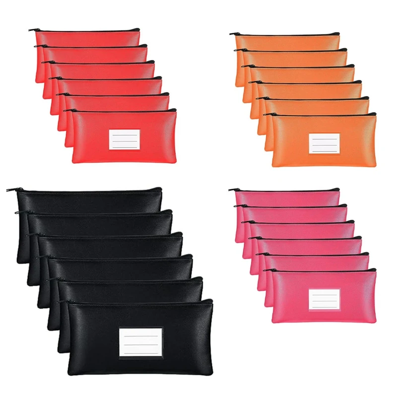 

6PC Money Bags With Zipper Security Bank Deposit Bag Money Bag Receipt Holder For Cash Coins Cosmetic Paper Money Tool Durable A