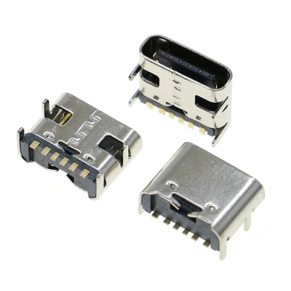 Current Mobile Phone USB 3.1 6 Pin SMT Socket Connector Type C Socket Connector Type-C Female Charging Socket Female Connector