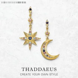 Royalty Star & Moon Drop Earrings,Europe Magical Boho Fashion Good Jewelry For Women,Summer Gift In Sterling Silver 925