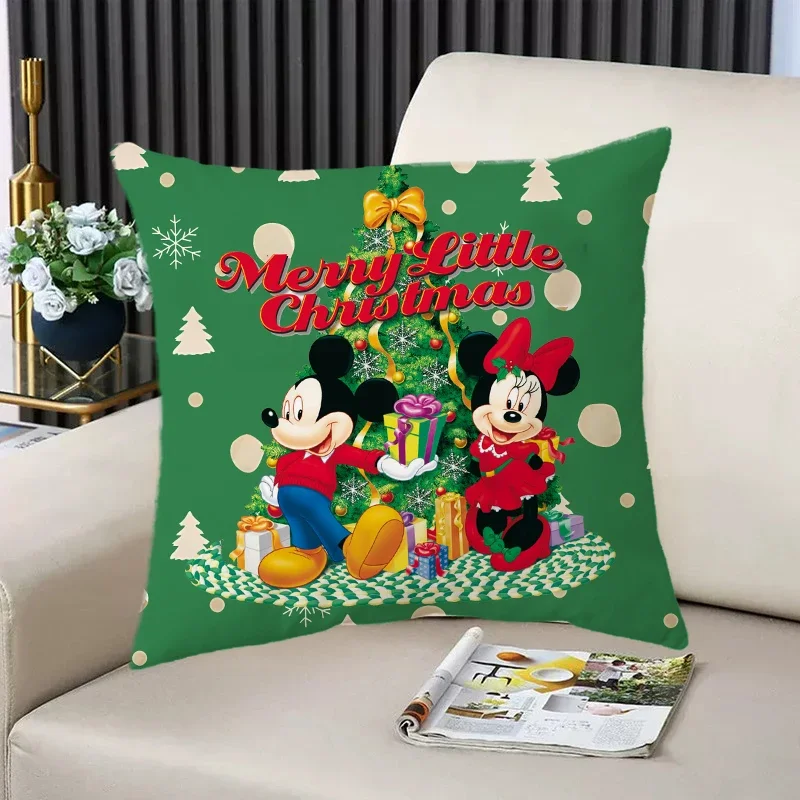 Kawaii Mickey Minnie Christmas Pillow Cases Cartoon Anime Pillow Covers Pillow Cases Christmas Bedroom Room Home Decoration Gift