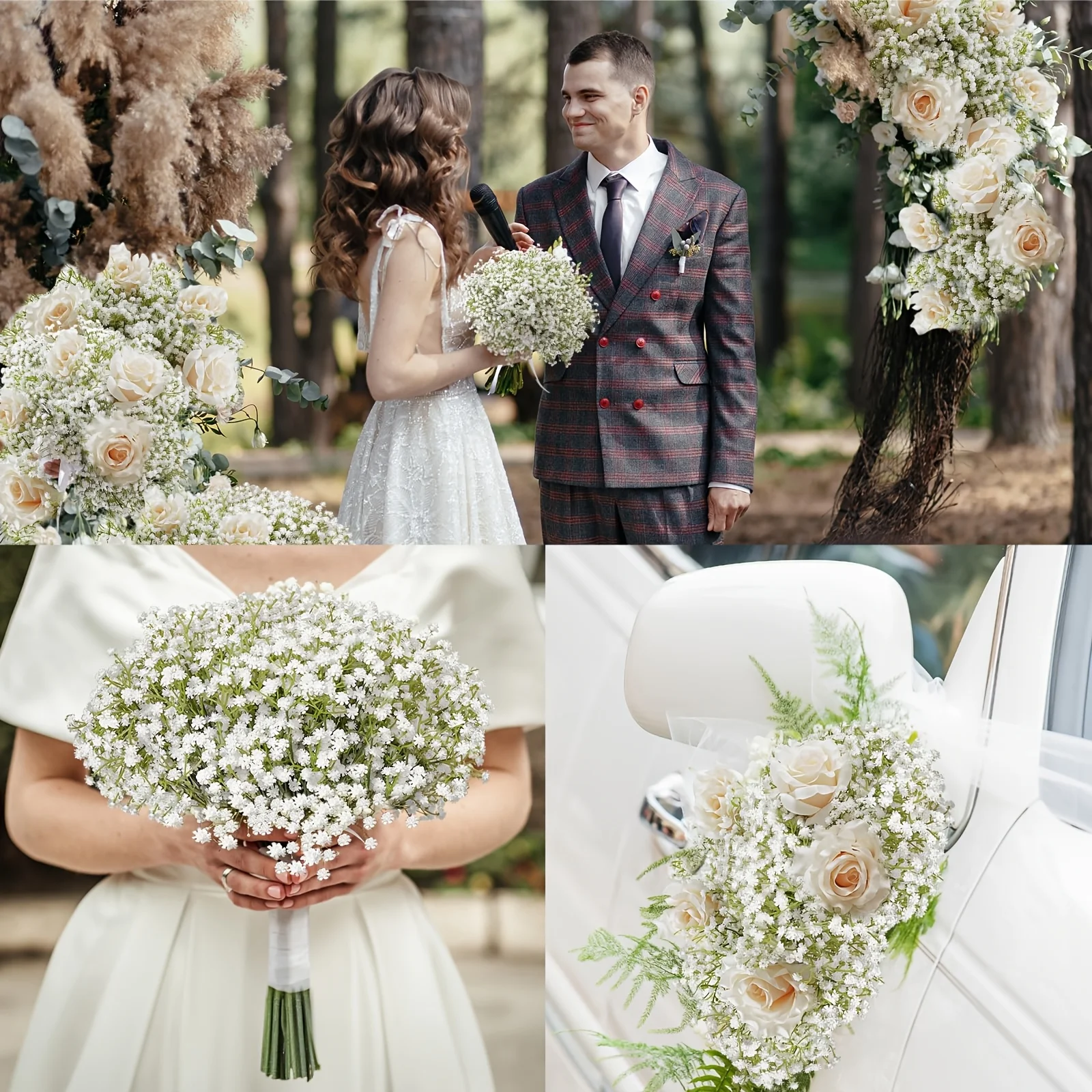 20pcs Realistic White Gypsophila Artificial Flowers - Elegant Faux Breath for Wedding Bouquets, DIY Home & Office Decor image 4