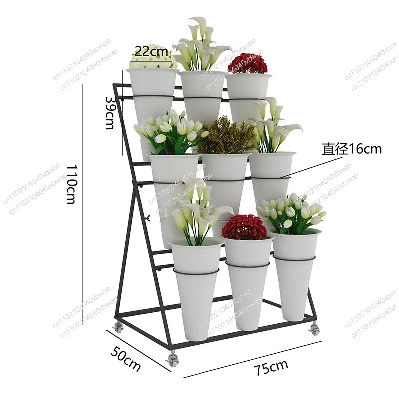 Florist flower stand flower display stand shelf multi-layer ladder movable belt wheel