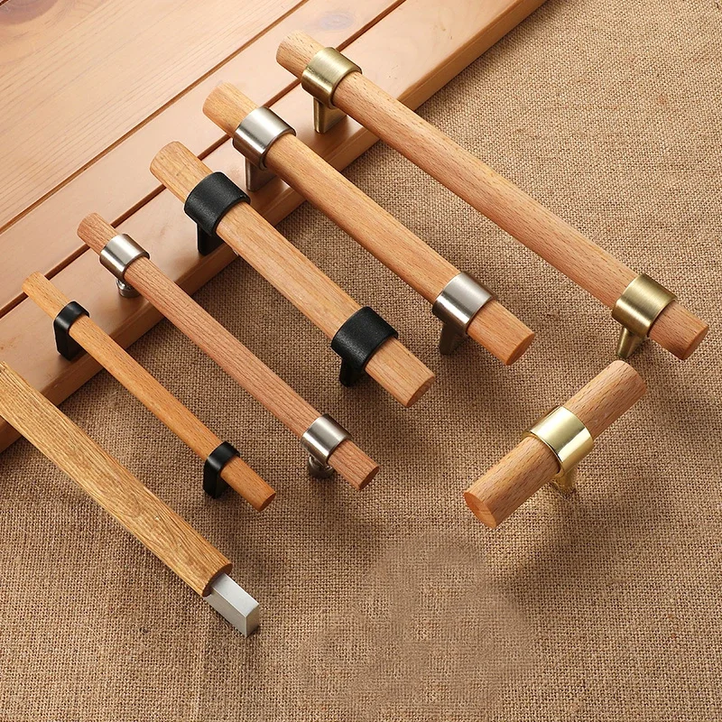 Wood Handles for Furniture Bronze in Cabinet Pulls and Modern Black Kitchen Doors Drawer Kids Gold Adjustable Knobs 128mm 160mm