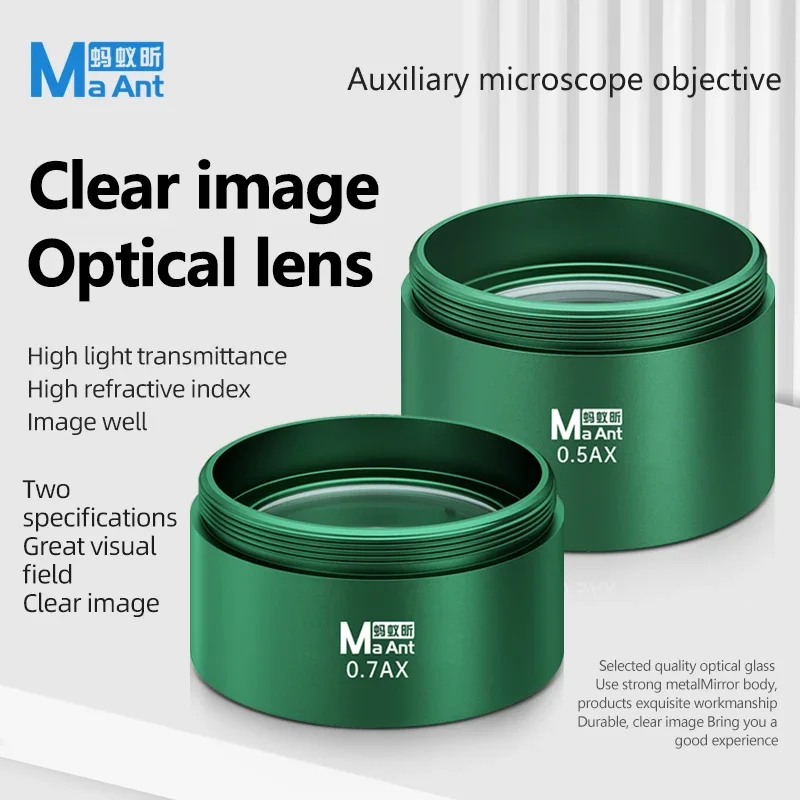 Maant 0.5X 0.7X Auxiliary Microscope Objects Lens for Trinocular Stereo Zoom Barlow Camera Glass Lens