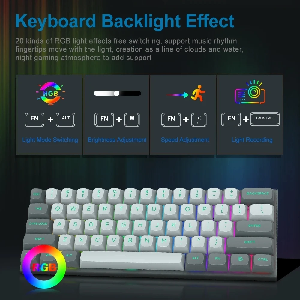 Imagem -05 - Teclado Mecânico E-yooso Hz61 Teclados para Jogos Tkl de Gatilho Rápido Teclado de Interruptor Magnético Hiper Rápido 61 Teclas Compactas Rgb