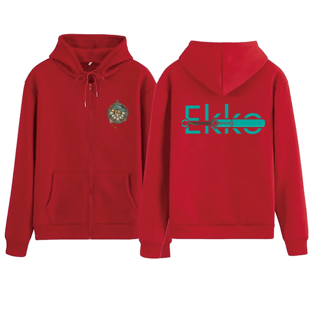 Arcane Ekko Stopwatch & Zero Drive Zipper Hoodie Harajuku Sweatshirt