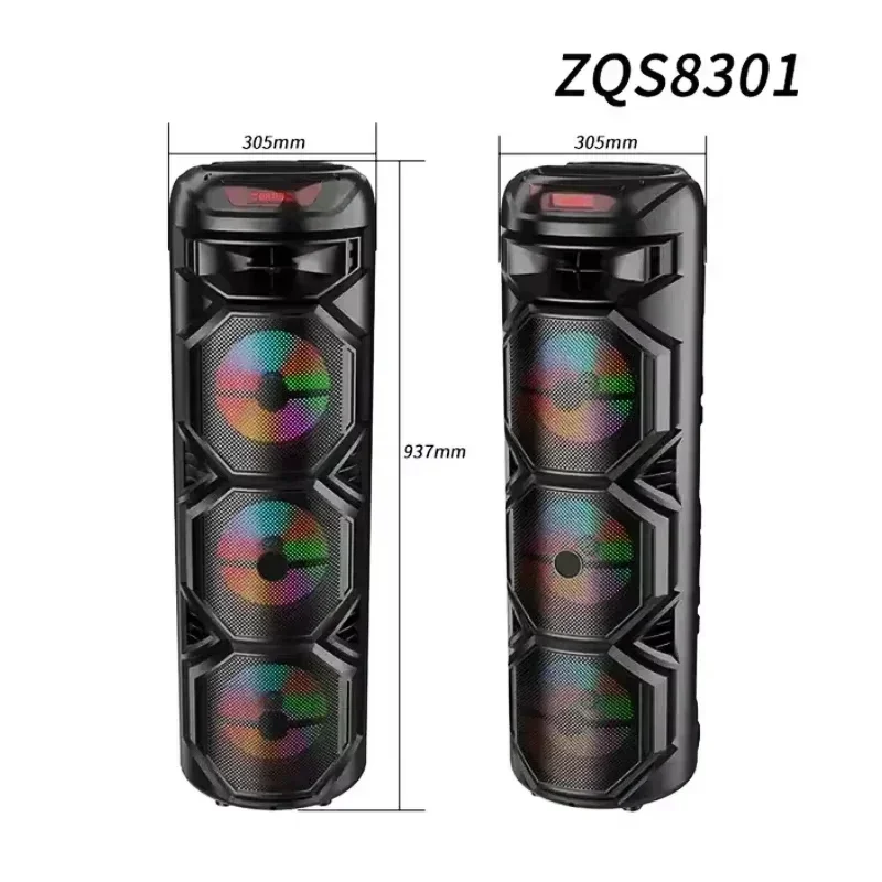 ZQS8301 02 Wireless Bluetooth Three 8 Inch  Party DJ Stage Speakers 40W High Power Sound Box LED Light Customized Karaoke Gifts