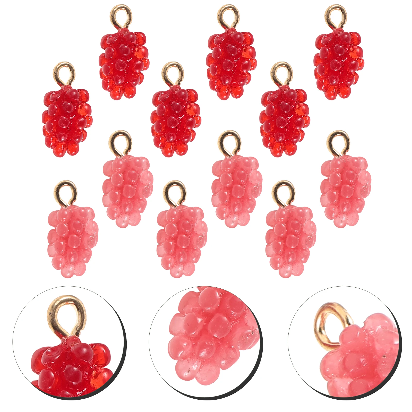 

12 Pcs Hand Pendant DIY Charms Necklace Bracelet Jewelry Making Accessories Resin Craft Supplies Pink Red