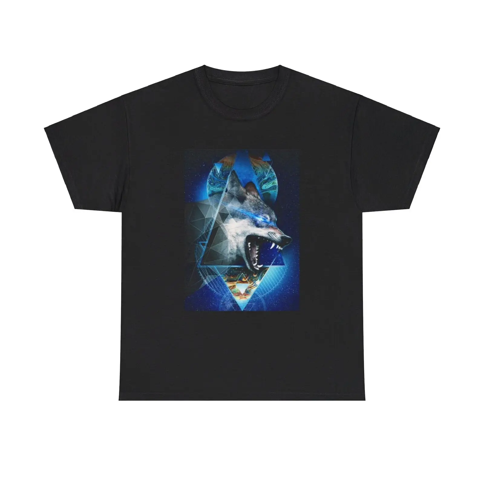 Wolf Howling T Shirt Stars And Space Heavy Cotton