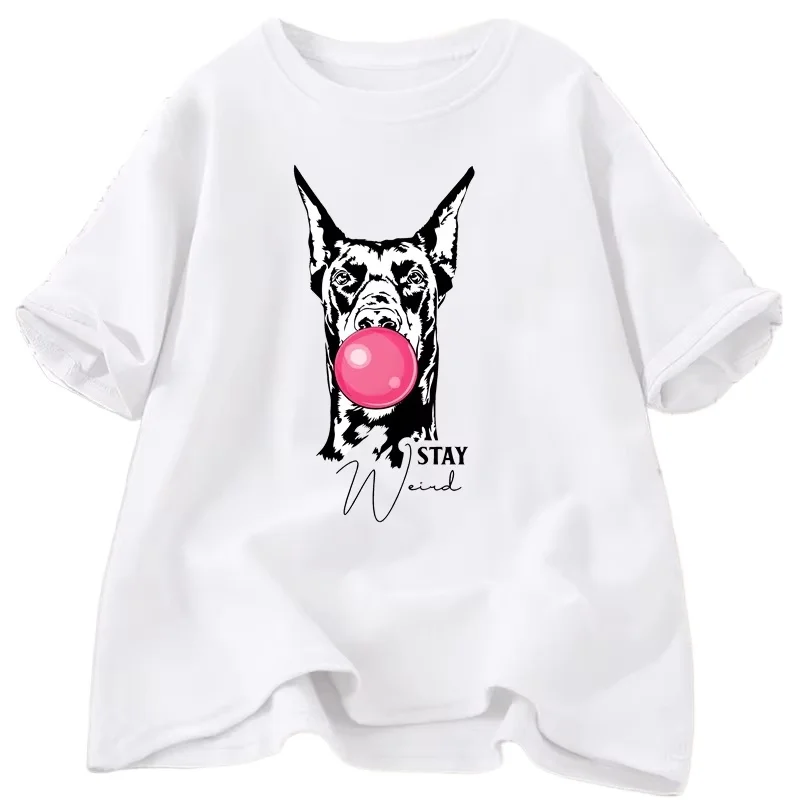 Camiseta Doberman con estampado divertido de perro mamá, camisetas informales transpirables suaves de manga corta, ropa holgada para hombres y mujeres, Tops de verano