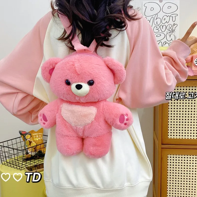 

Women's Shoulder Backpacks Crossbody Bag Bear Doll Bag Handbags Cute and Funny Backpack Storage Decoration Plush Bag