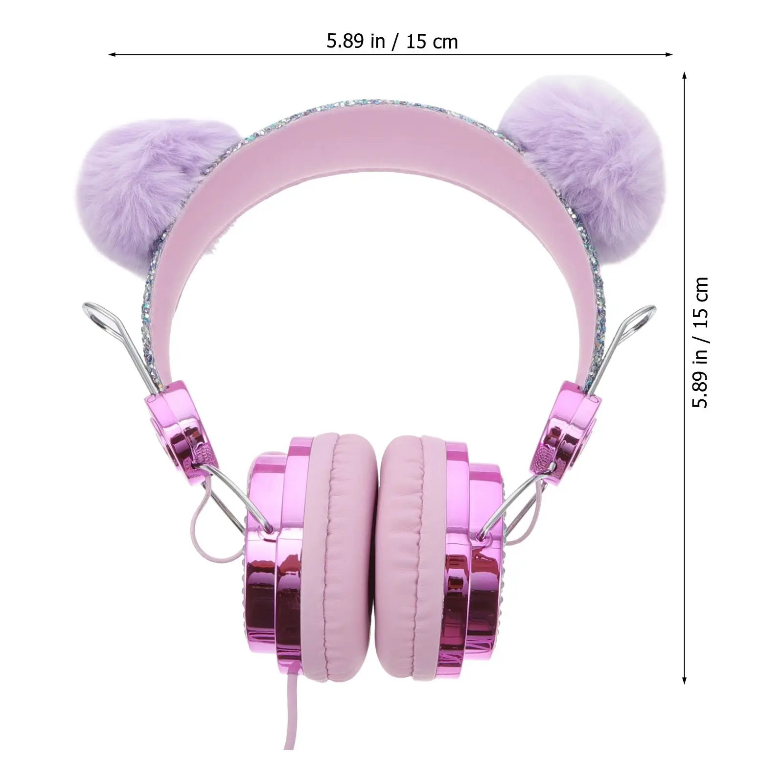 

Cartoon Ball Headphones Kids Girls Boys Wired Over Ear Stereo Travel Rhinestone Sequin Elastic Anti Freezing Earphone