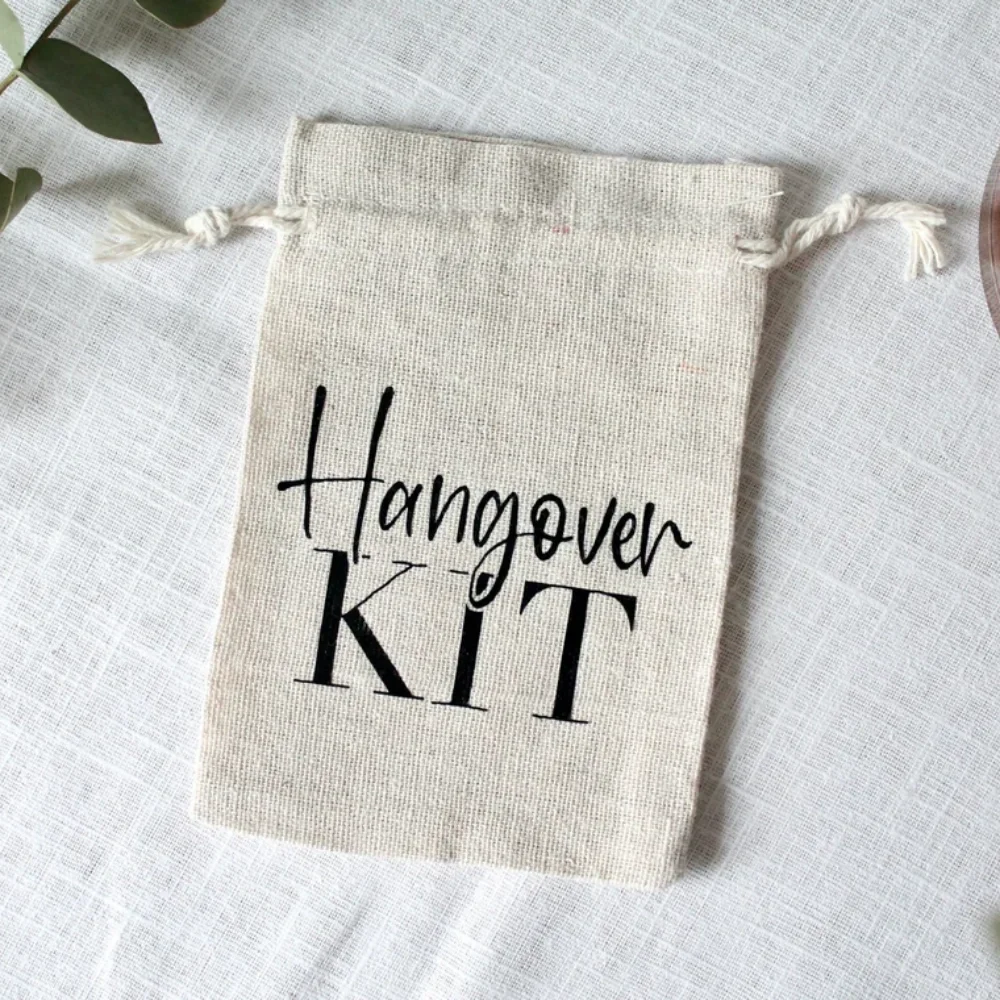 20 pcs Custom Jute bag Hangover Kit|Host gift|Jute bag|JuteBachelorette Party Bags--Wedding Favors-Survival Kit Bags-Oh