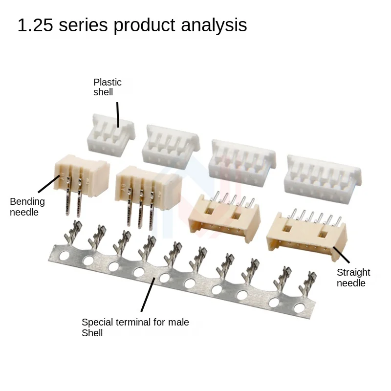 

20sets 1.25mm Pluggable Terminal Block/Curved Needle Socket Languette Board-to-Wire 2p3 4 5 6 7 8 10p-12p Connector Plug