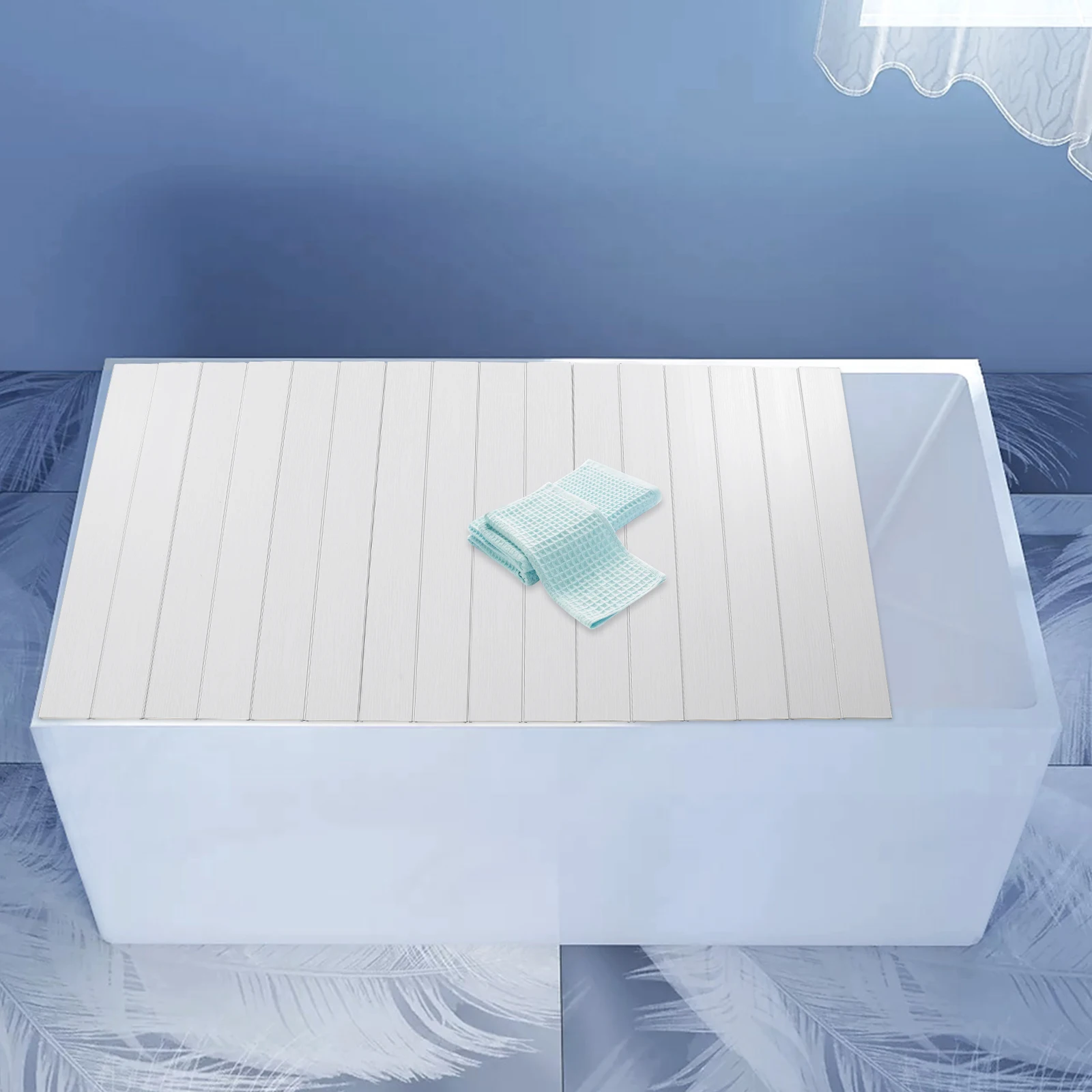 170*75 CM Foldable Bathtub Cover Keep Water Warm Large Storage Space Bathtub Organized Rack Dust-proofing