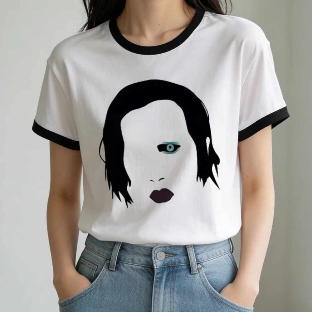 Marilyn Manson t shirt female vintage baddie japanese anime y2k t shirt meme vintage baddie 80s japan