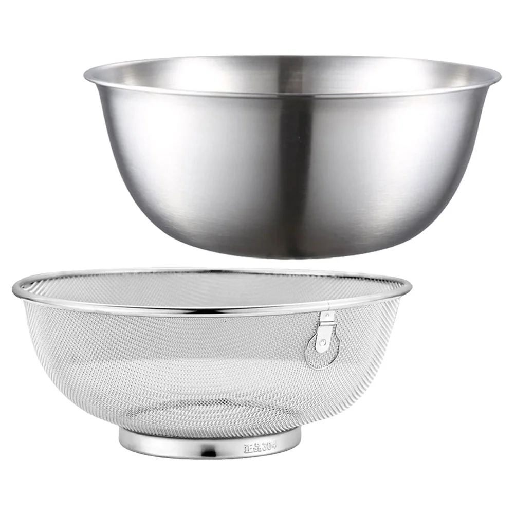 

2 Pcs Colander Stainless Steel Drain Basket Kitchen Basin Rice Washing Artifact Fruit