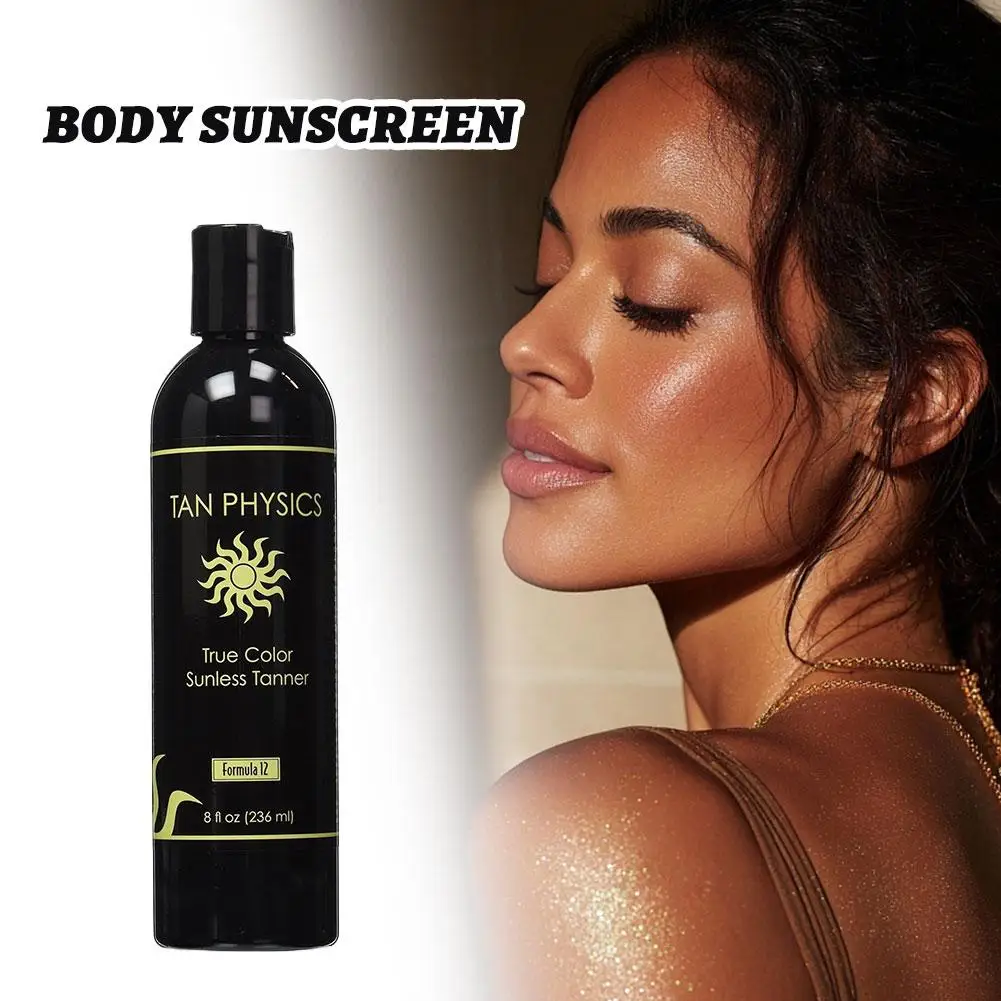 1-10X True Color Sunless Tanner 236ml – Loción Autobronceadora Natural Bronceado Natural, Resistente al Agua y Sin Rayas, con Vitamina E y Aceite de Coco
