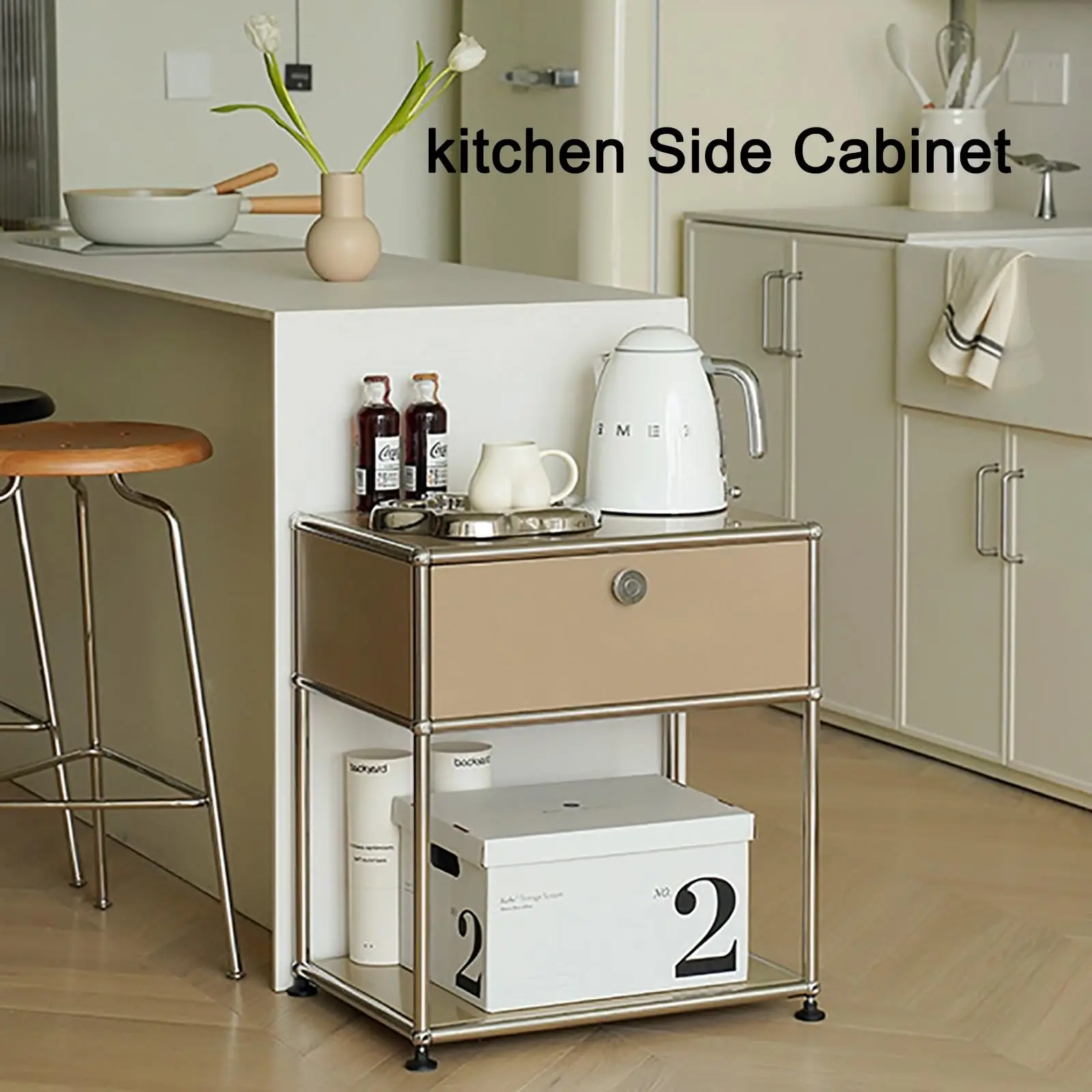 Modern Bedside Table Night Stand with Storage Drawer and Shelf,Small End Side Table for Bedroom,Living Room