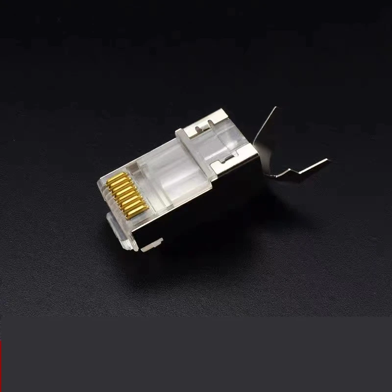 crystal connector Cat7 10 Gigabit shielded network 50pcs class 7 computer network cable connector 50U gold plated hole dia:1.5mm