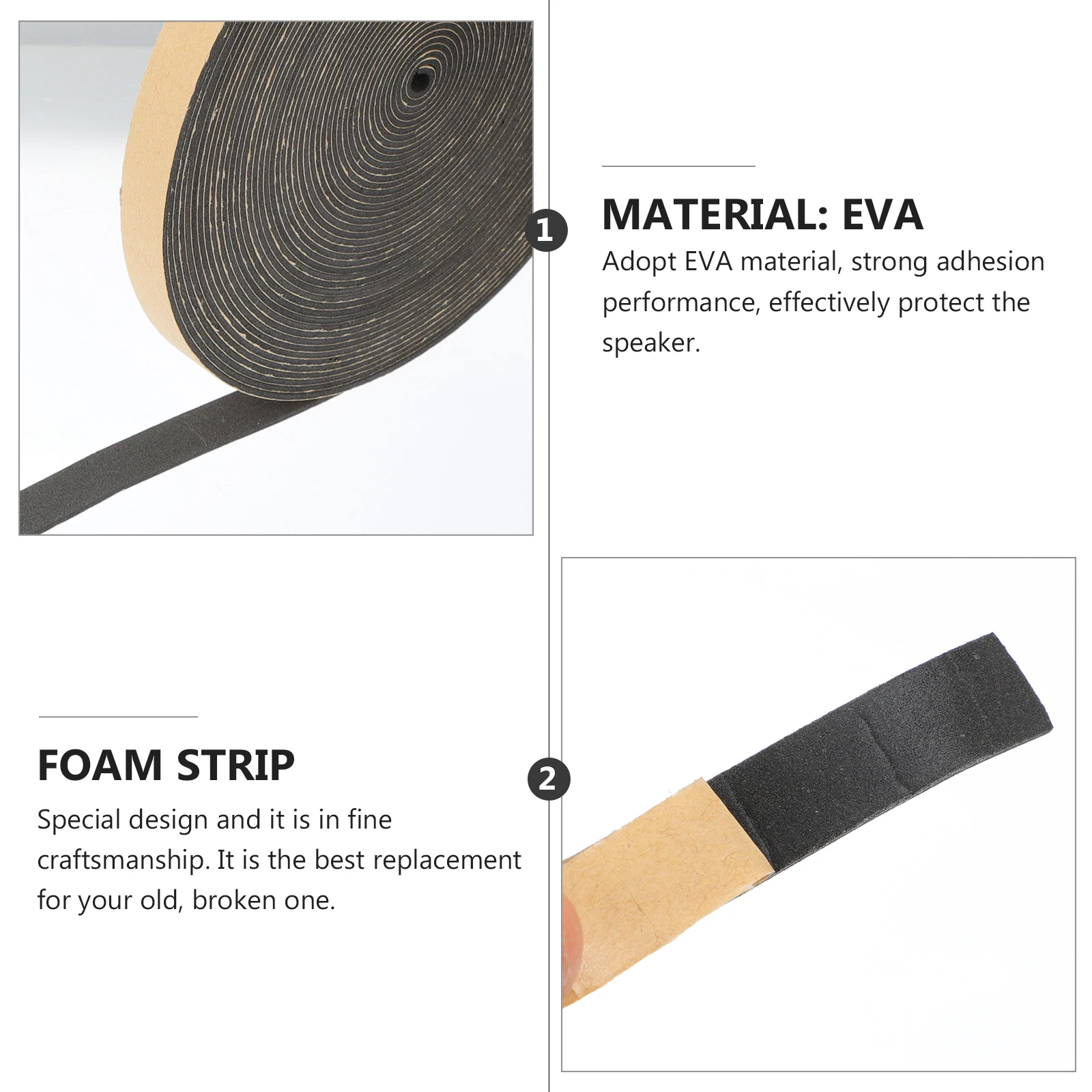 

Speaker Accessories 15mm EVA Foam Strip Soundproofing Tape Black Adhesive Sealing Pad Vibration Protection Replacement