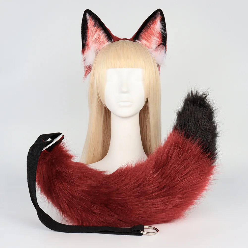Nick Fox Ears Plush Tail Set Halloween Party Dress Up Props Comic Convention Cosplay Costume Accessories Woman Animal Headdress
